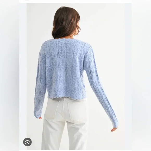 Camellia scallop gem cable knit cardigan size large - Picture 3 of 6